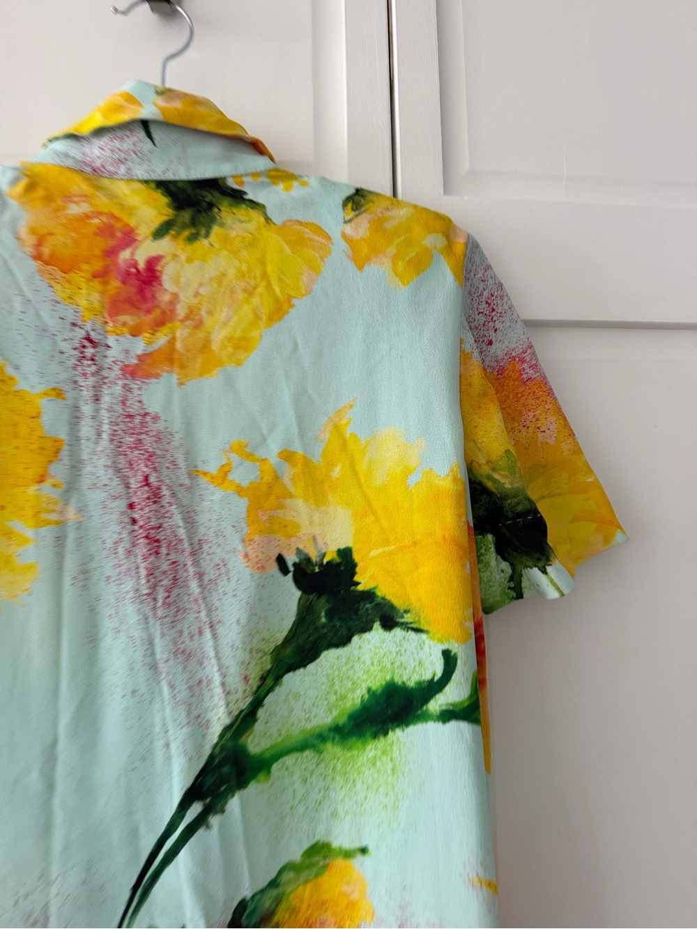 Escada "Dallinata" Mint Floral Viscose Shirt Dress - Size 38 like new - Picture 15 of 16